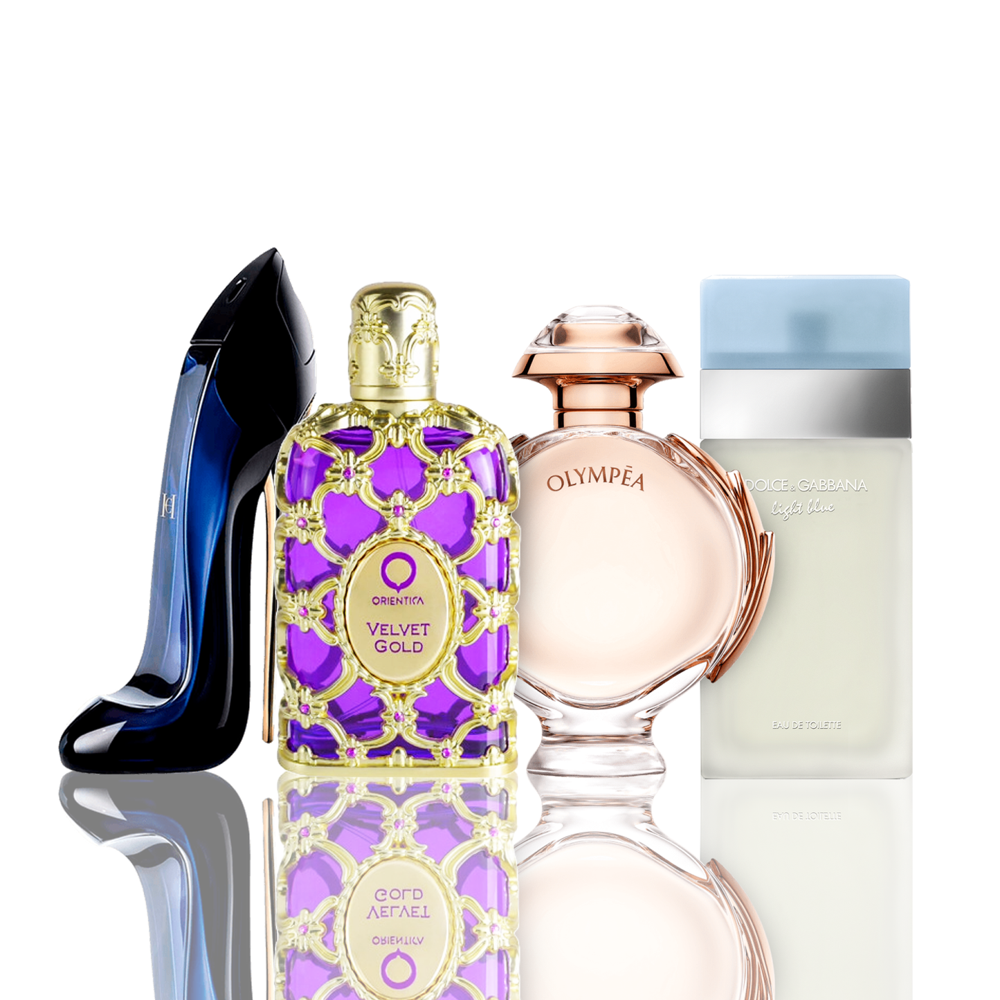 Set 4 Profumi - Light Blue + Orientica Velvet Gold + Good Girl + Olympea 100ML Light Blue 100ML